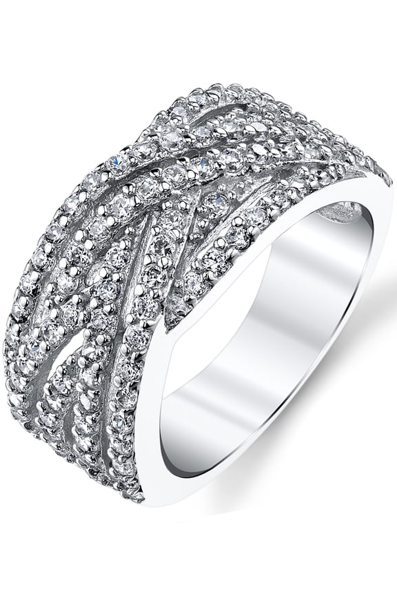 Womens 925 Sterling Silver Cubic Zirconia Right HRing