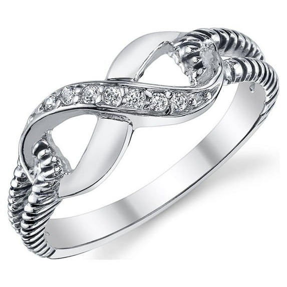 Metal Masters Womens Sterling Silver 925 Infinity Ring Cubic Zirconia