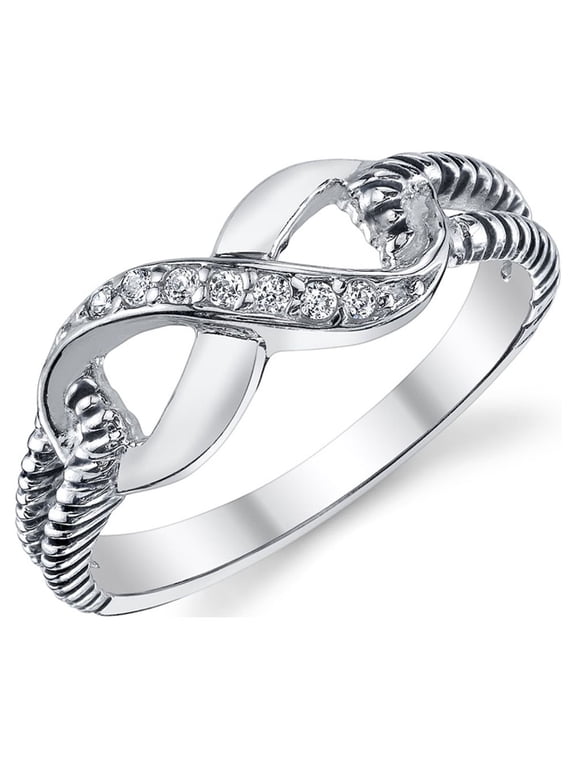 Womens Sterling Silver 925 Infinity Ring Cubic Zirconia