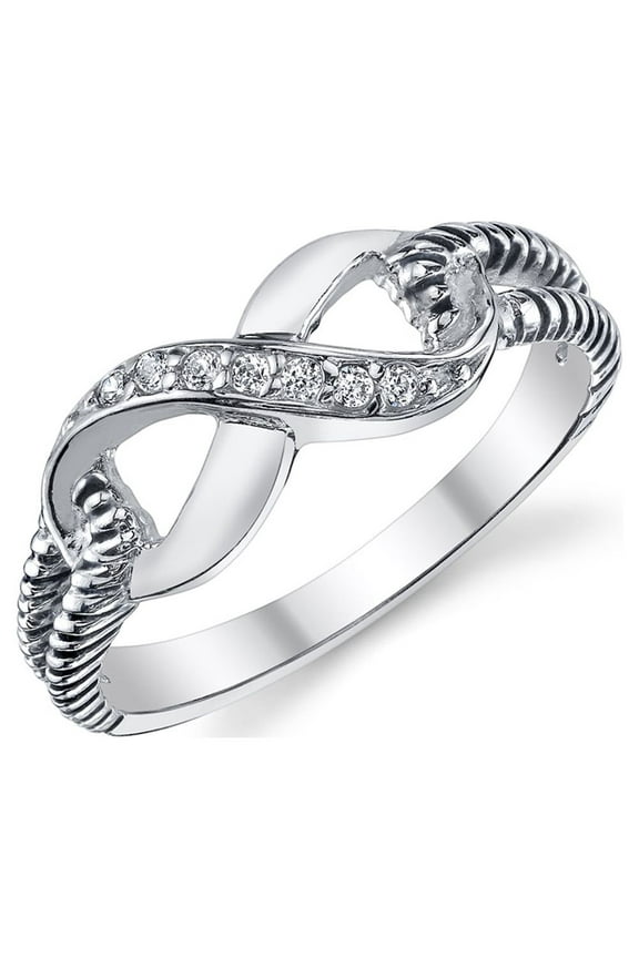 Womens Sterling Silver 925 Infinity Ring Cubic Zirconia