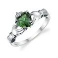 thumbnail image 1 of Metal Masters Womens Sterling Silver 925 Irish Claddagh Friendship Love Ring Simulated Emerald Green Heart Cubic Zirconia 4, 1 of 3