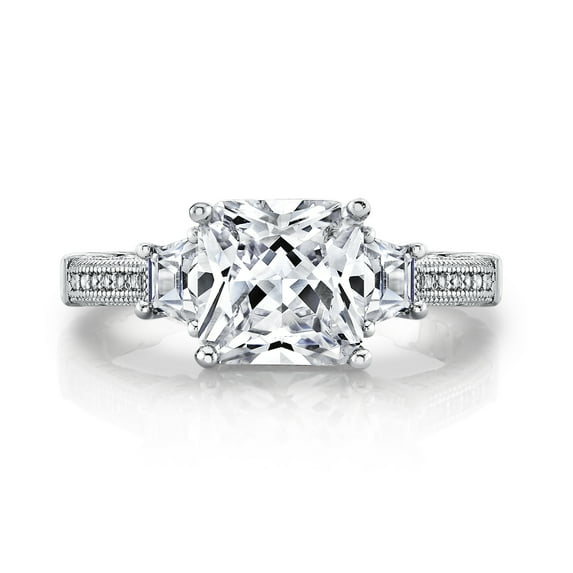 Metal Masters Womens Sterling Silver 925 Vintage 3ct Princess-cut Cubic Zirconia Wedding Engagement Ring 9