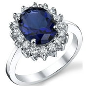 Metal Masters Women's Sterling Silver Kate Middleton 3Ct. Engagement Ring Sapphire Blue Cubic Zirconia