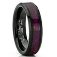 thumbnail image 1 of Metal Masters Womens Tungsten Fashion Ring Purple Fuchsia Wood Inlay Wedding Band Black 6mm, 1 of 5