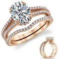 thumbnail image 1 of Metal Masters Womens 2.5Ct Oval Moissanite Bridal Set Under-Halo Engagement Ring 18K Rose Gold Plated Silver, 1 of 7
