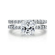 Metal Masters Womens 2.5Ct Wedding Engagement Ring Band Set Fabulous Cushion Cz Sterling Silver 925