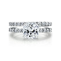 Metal Masters Womens 2.5Ct Wedding Engagement Ring Band Set Fabulous Cushion CZ Sterling Silver 925
