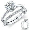 thumbnail image 1 of Metal Masters Womens 2Ct Round Moissanite Bridal Set Under-Halo Cathedral Wedding Ring 18K White Gold Plated Silver, 1 of 7