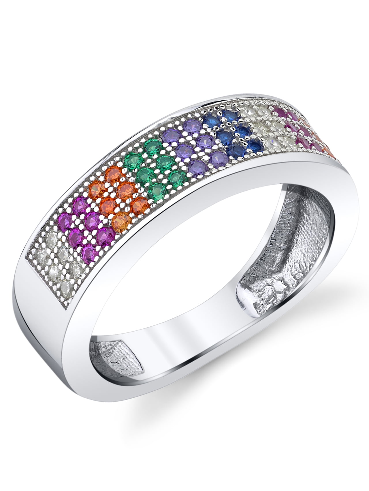 Rainbow micro diamond on sale ring