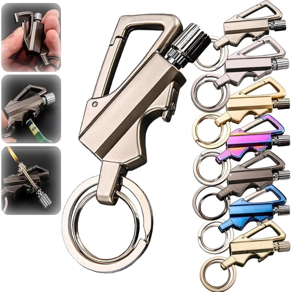 Metal Match Lighter, Permanent Match Infinity Lighter with Multitool Keychain, 2026 Upgraded 3-in-1 Multifunctional Reusable Match Strike, Camping Tool, for Outdoor Survival, for Men Gifts