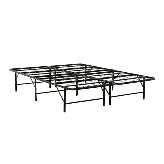 Metal Mattress Foundation Bed Frame, Queen Size Bed Base, Bedroom Furniture, Black Box Spring Not Required + Queen + Black + Metal + Bedroom + Modern + Bed Frame + Steel