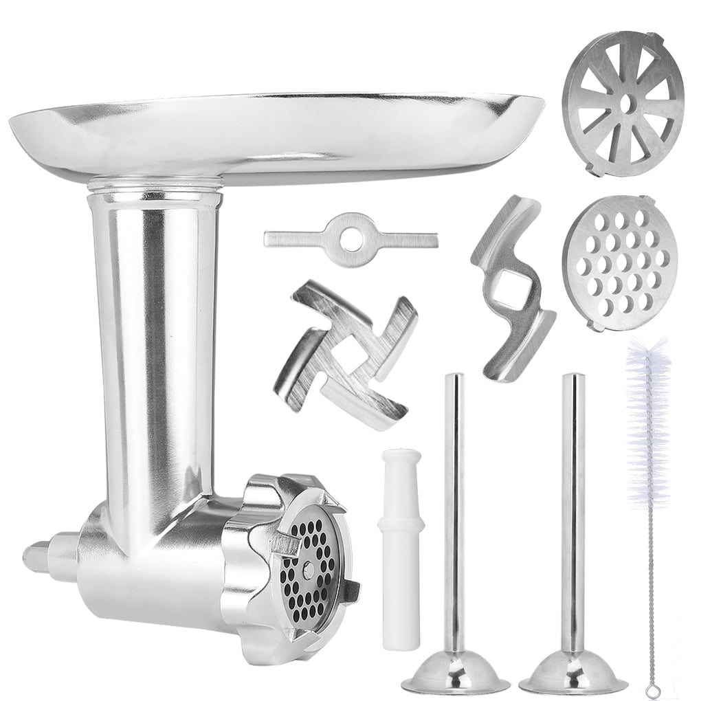 Metal Meat Food Grinder Attachment Kit Tray Pusher Tubes Replacement for KitchenAid Stand Mixer