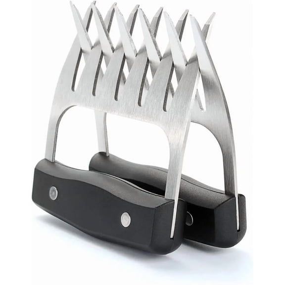 Metal Meat Shredder Claws, 18/8 Stainless Steel Meat Forks with Wooden Handle for Shredding, Pulling, Handing, Lifting & Serving