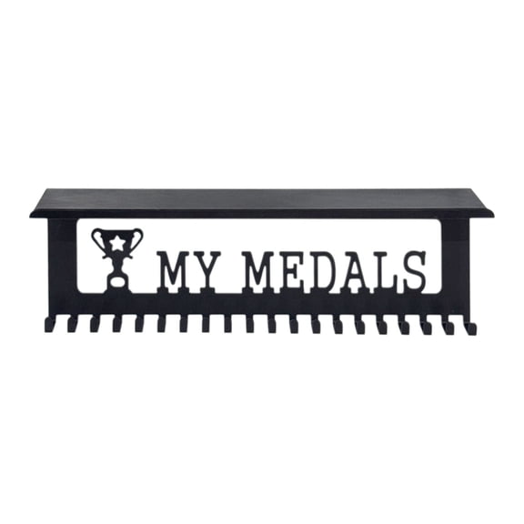 Metal Medal Hanger Display,Non-Slip Trophy Shelf with 20 Hooks,Wall Mount,Heavy Duty,Non-Bent for Gymnastics,Race,Soccer,Swim