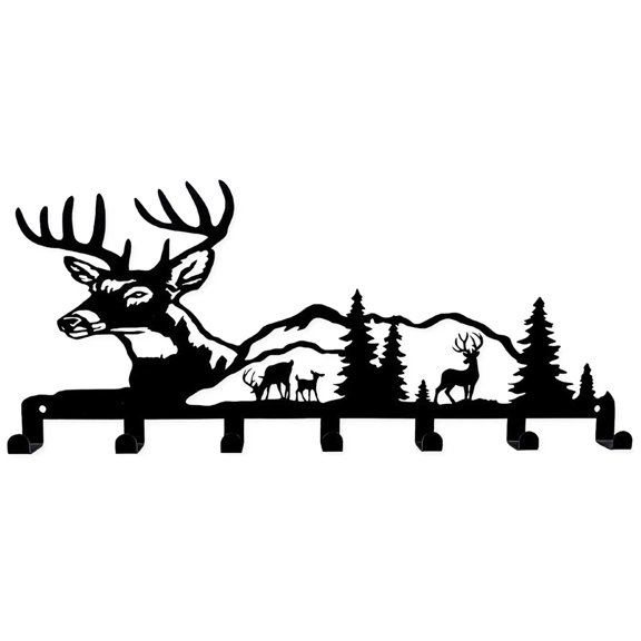 Metal Medal Rack, Deer Design Wall Mount Display Holder, 5 Hooks Black Home Office