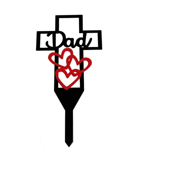 Metal Memorial Stake Mom Dad Cross Decoration Plaque Sympathy for Cemetery/Yard /Garde(5.9x 11.73in)