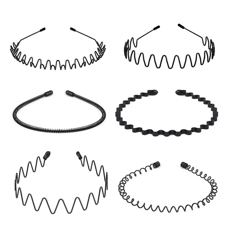 Metal Men Headbands Women Hair Bands, Unisex Black Wavy  display picture 3