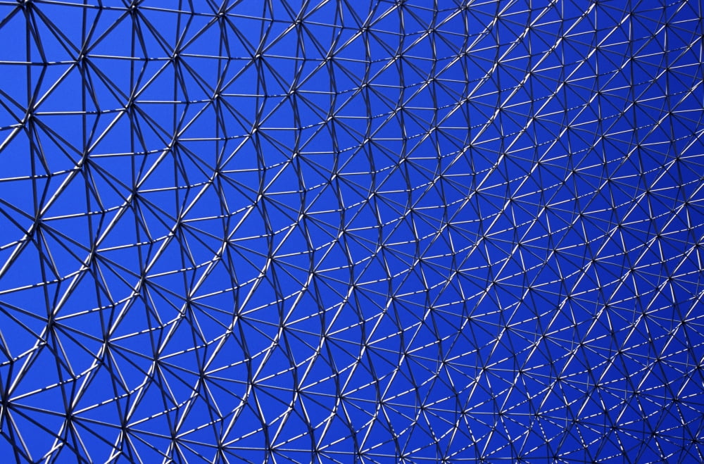 Metal Mesh Against A Blue Sky (Bluesky) Canvas Art - David Chapman Design Pics (34 x 22)