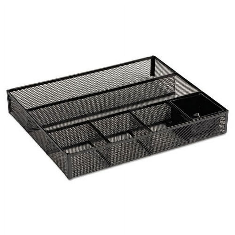Metal Mesh Deep Desk Drawer Organizer, Six Compartments, 15.25 x 11.88 x 2.5, Black Metal Mesh Deep Desk Drawer Organizer, Six Compartments, 15.25 x 11.88 x 2.5, Black