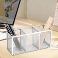 thumbnail image 1 of Metal Mesh Desk Organizer, 3 Compartment Pen Holder Caddy for Office, Classroom and Home Study, Sturdy Stationery Storage with Non-Slide Base, 1 of 6