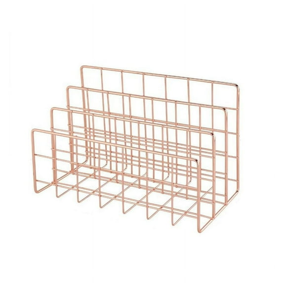 Metal Mesh Desk Organizer Office Home Bookends Book Holder -Rose Gold