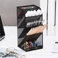 thumbnail image 1 of Metal Mesh Desk Organizer Pen Holder With Slanted Compartments for Office Makeup Brushes and Small Supplies Storage, 1 of 6