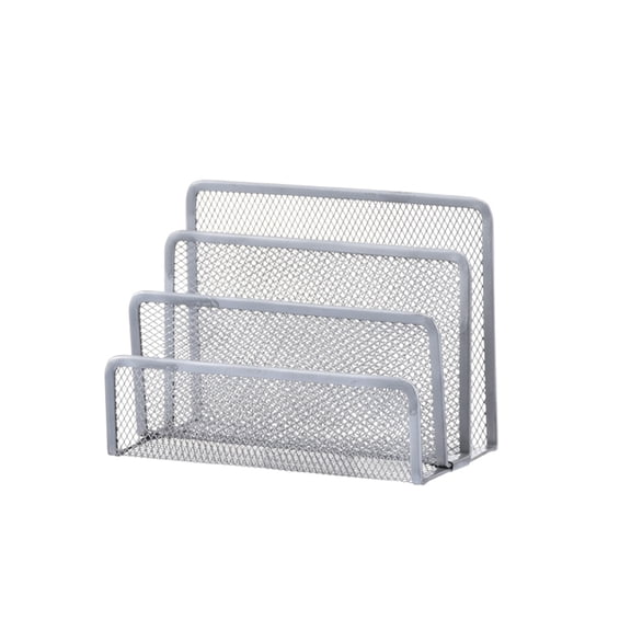 Metal Mesh Desk Organizer with 3 Compartments Vertical Letter Sorter for Office School Supplies Silver Desktop File Organizer (1 Pack)