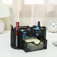 thumbnail image 1 of Metal Mesh Desk Supply Caddy Desktop Office Supplies Organizer Supply Holder 8 Compartments with Drawer (Black), 1 of 4