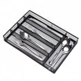 thumbnail image 1 of Metal Mesh Drawer Organizer, 5 Compartment Silverware Tray for Kitchen, Office Desk, Flatware Cutlery Storage, Black, 12.6"x8.6", 1 of 7
