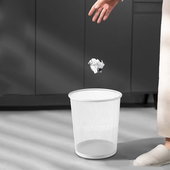 Metal Mesh Garbage Can Small Space Trash Bin,Modern Durable Wastebasket Large Opening for Bathroom Bedroom Office Kitchen,Breathable Sturdy Stylish Home Storage for Dorm Apartment Condo-Free Size
