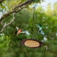 thumbnail image 1 of Vintage Flower-Shaped Metal Mesh Hanging Bird Feeder, 14" Bronze Tray with Adjustable Chains, Rust-Proof, 1 of 5