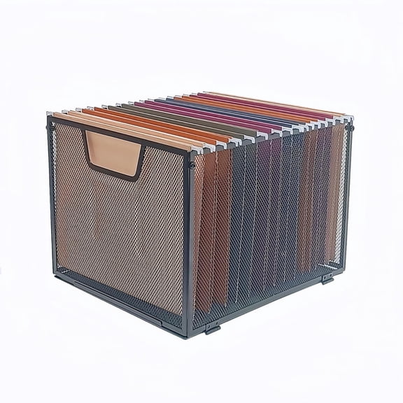 Metal Mesh Hanging File Organizer, Office/School/Home Crate,Black