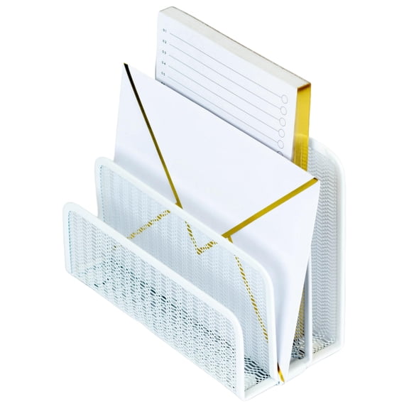 Metal Mesh Mail Sorter Organizer Countertop Paper Sorter for Desk with Three Tiers Letter Organizer and Outgoing Mail Holder