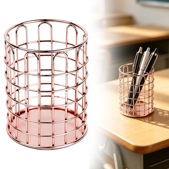 Metal Mesh Pen Cup Holder For Desk, Durable Wire Pencil Organizer For Makeup Brushes And Stationery, Compact Office And Home Desk Caddy