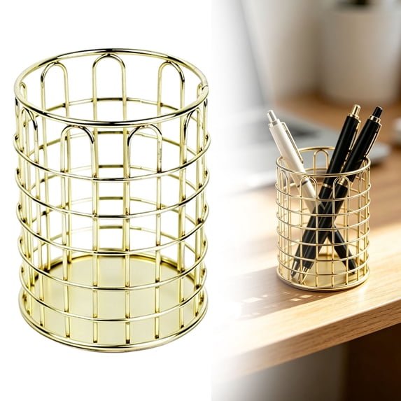 Metal Mesh Pen Cup Holder For Desk, Durable Wire Pencil Organizer For Makeup Brushes And Stationery, Compact Office And Home Desk Caddy