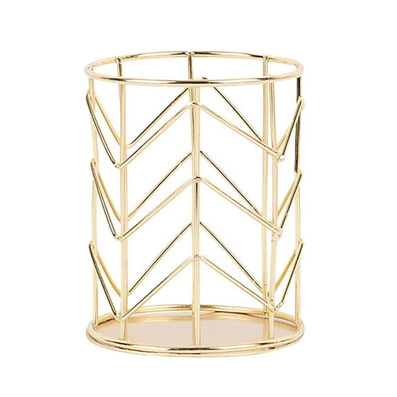 Metal Mesh Pen Holder (Makeup Brush Cup, Desktop Organizer), Golden Mesh Organizer Holds Makeup Brushes Upright To Prevent Bending, Round Pen Pencil Holder Office Supplies(#A), By Meiiso