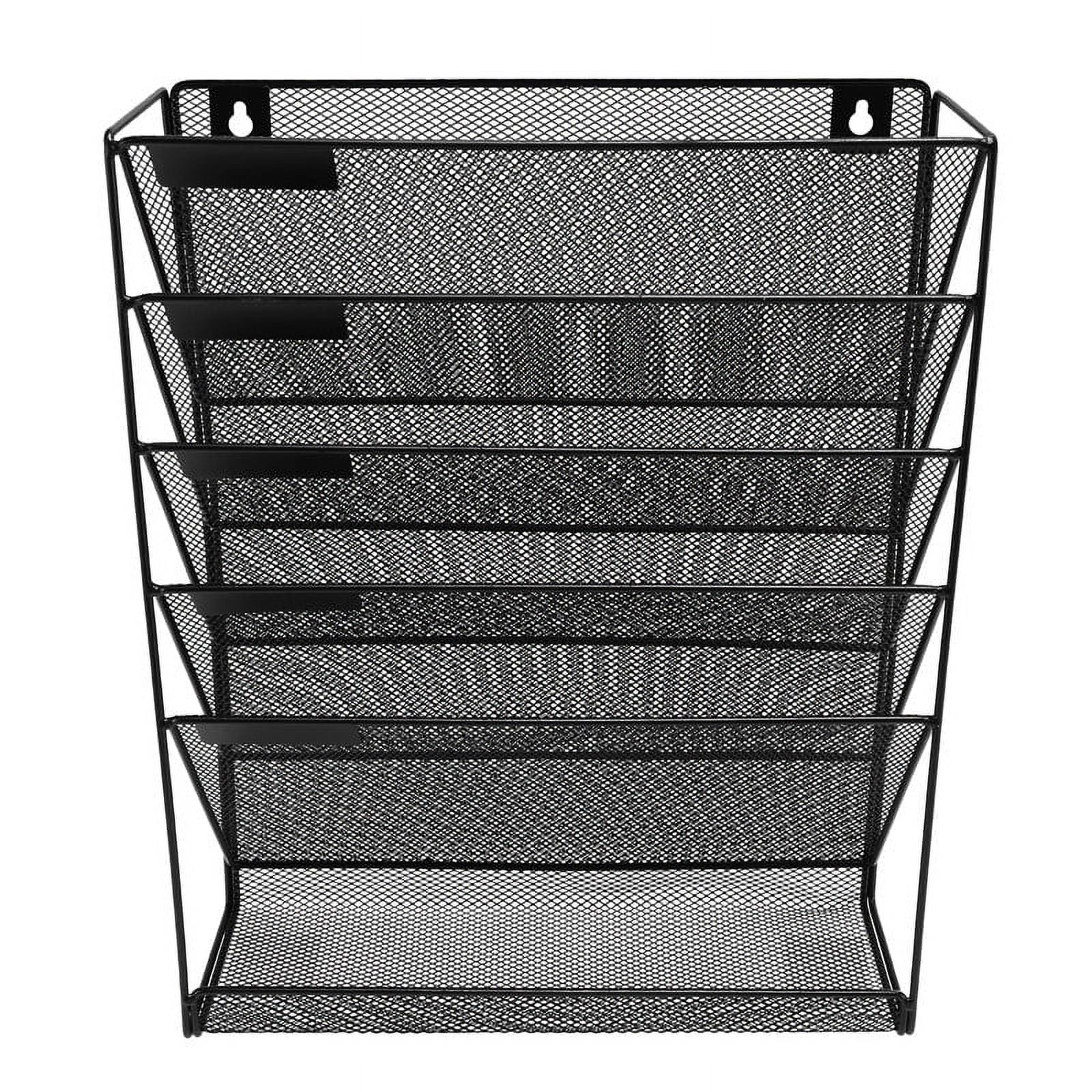 Metal Mesh WallMounted File Rack Office Desk 5 Layer Interval File