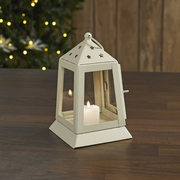 Metal Metal Lantern Antique White Tealight Holder 7x4.5x4.5