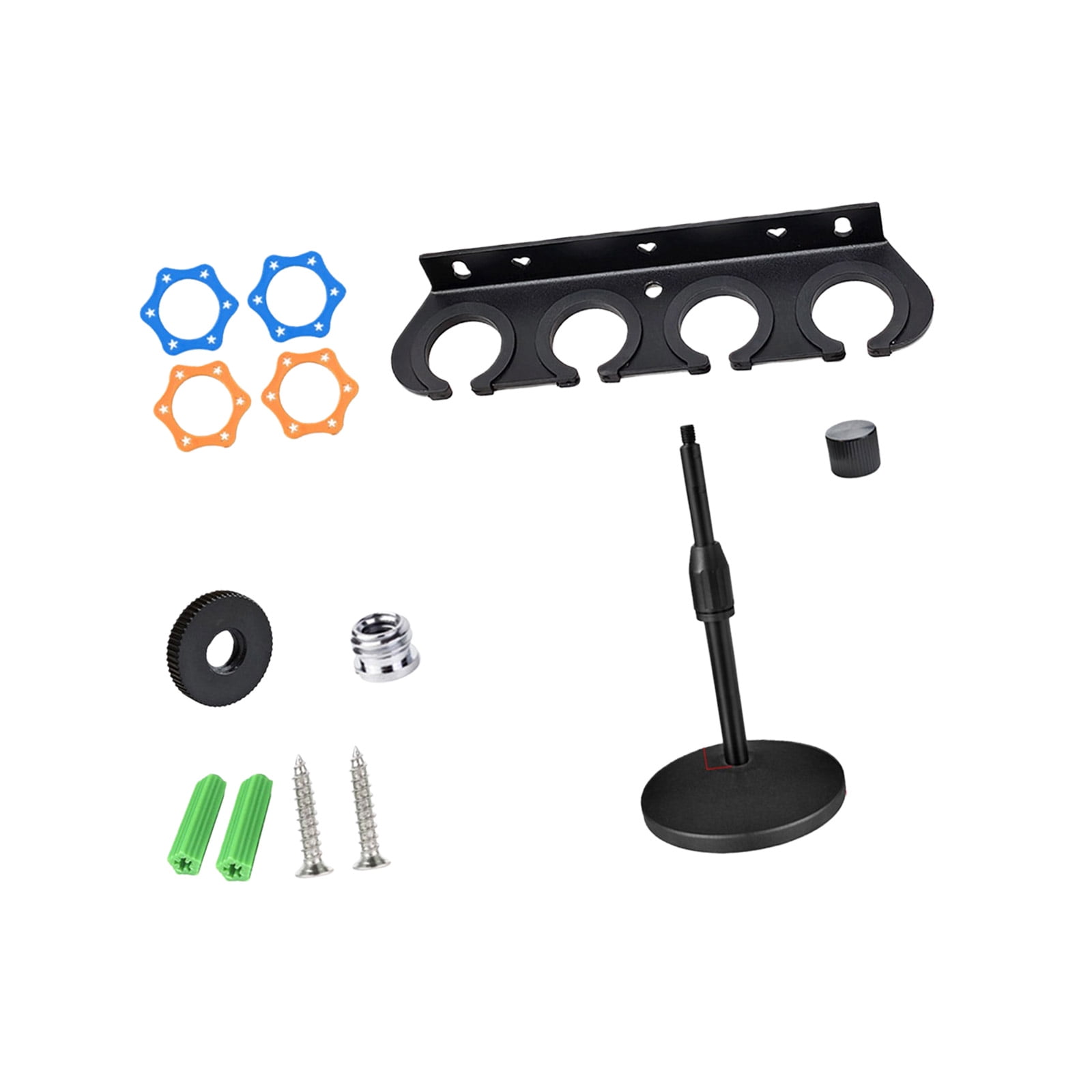 Metal Microphone Holder Compatible Various Microphones Includes Desktop Stand and Storage Tray Durability