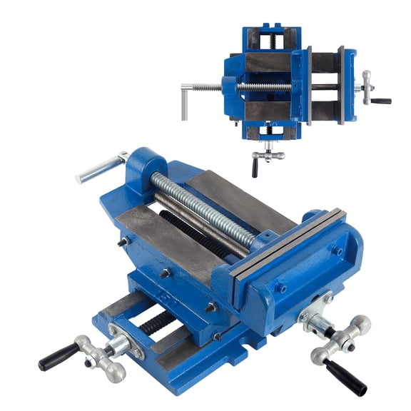 Metal Milling Vise, 6in Blue Cast Iron Cross Slide, Adjustable Track Screws, 2 Way Movement, Heavy Duty Benchtop Vise for Workshops and Home DIY