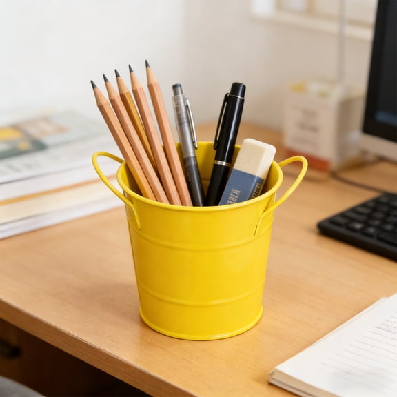Metal Mini Bucket Double Handle Iron Pail Organizer for Pens Pencils Desktop Storage Small Planter Holder
