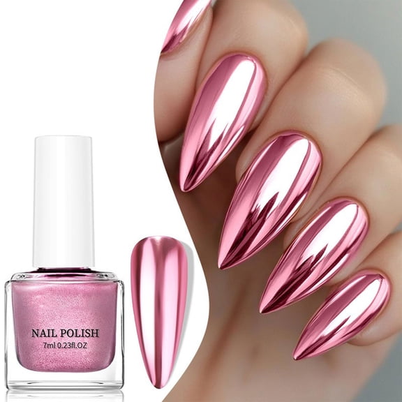 Metal Mirror Nail Polish, Quick Dry No Bake Chrome Nail Art, Salon Quality Mirror Finish for Home Use, 0.24 oz
