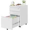 thumbnail image 1 of Metal Mobile File Cabinet with Lock and 4 Keys - Fully Assembled, Under Office Desk 3 Drawers Filing Cabinet for Home Office with Anti-tilt Wheels, A4/Legal/Letter Hanging File Drawers, 1 of 14