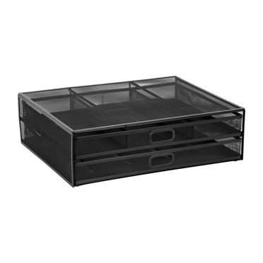 Marbrasse Monitor Stand With Drawer, Monitor Riser Mesh Metal, Monitor Stand With Storage, Desktop Computer Stand For PC, Laptop, Printer