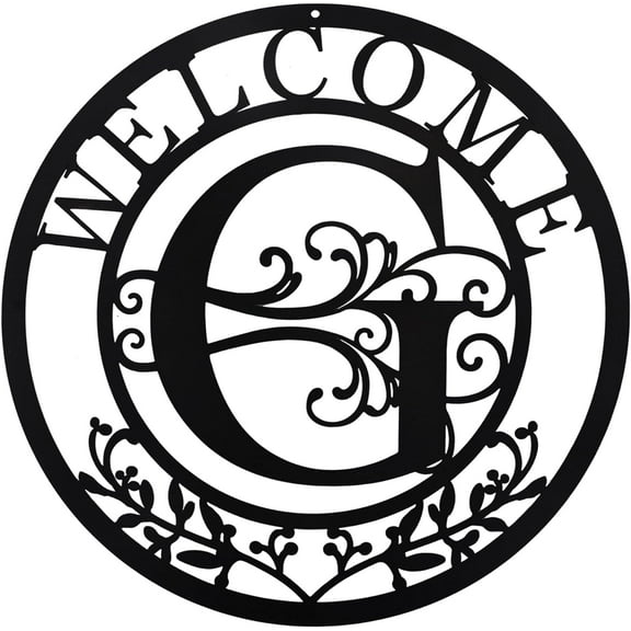 Metal Monogrammed Initial Welcome Sign, Metal Letter Wall Art Decor, Name Sign for Home Porch Front Door Outdoor (G)