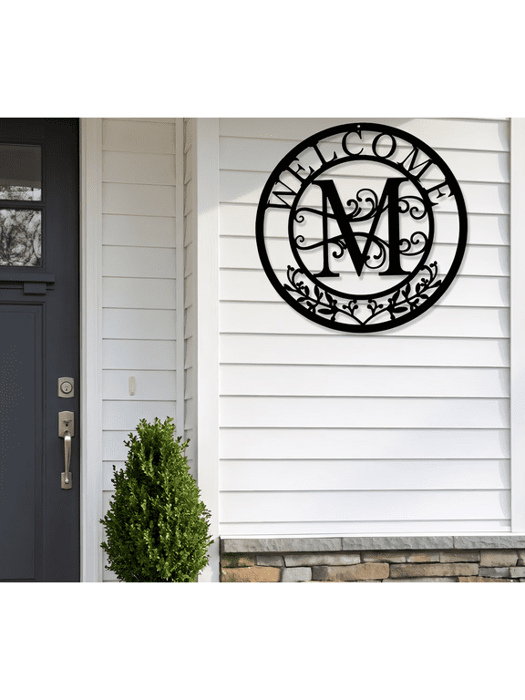 Gaoxin Metal Welcome Sign, Monogrammed Initial m, 12 x 12 in, for Home, Porch, Front Door, Outdoor
