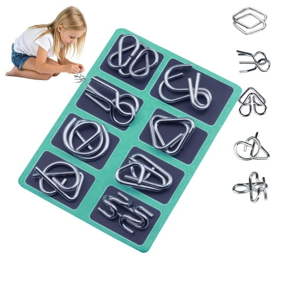 Metal Montessori Puzzle Solving, Metal Brain Teaser Puzzles, Steel IQ Games Physics Mind Metal Puzzles for Adults, for Party Favor Challenge