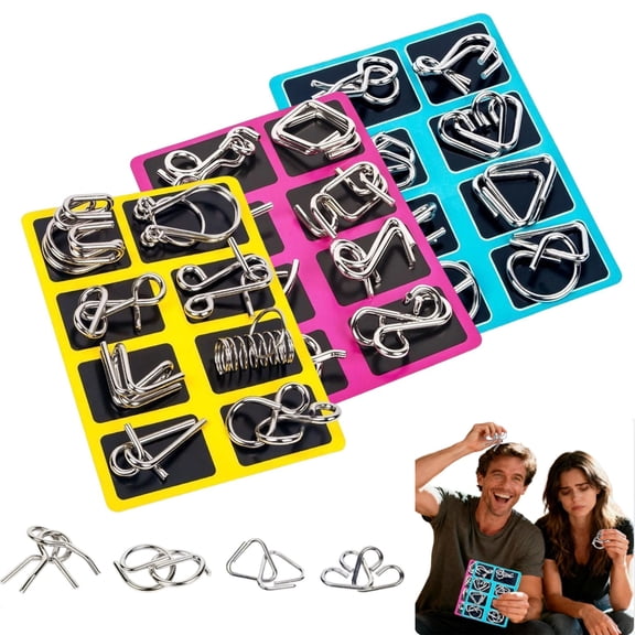 Metal Montessori Puzzle Solving, Metal Wire Puzzle, 3D Brain Teaser Puzzles Ring Educational, Challenge Mind Thinking, Disentanglement Sets for Problem-Solvings Enthusiasts