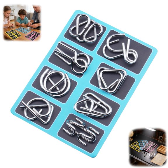Metal Montessori Puzzle Solving Set, Brain Teaser Ring Educational Logic Thinking Development Game for Party Favor Challenge