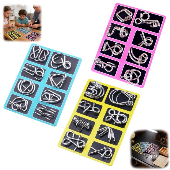 Metal Montessori Puzzle Solving Set, Brain Teaser Ring Educational Logic Thinking Development Game for Party Favor Challenge